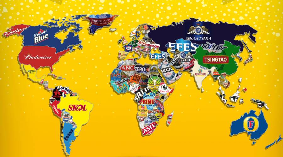 各地啤酒品牌代表地图,啤酒品牌及国家