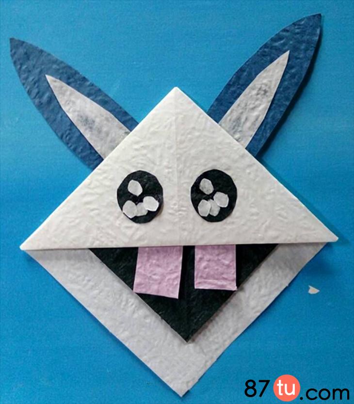 兔兔书签折纸教程,亲子手工小白兔折纸