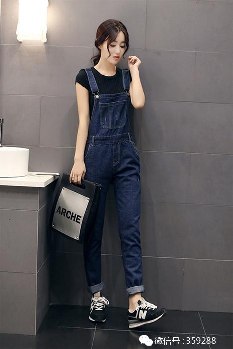 学生党夏季慵懒风牛仔背带裤,适合春天穿的背带牛仔裤