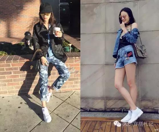 牛仔裤t恤女生街拍,宋佳牛仔阔腿裤穿搭