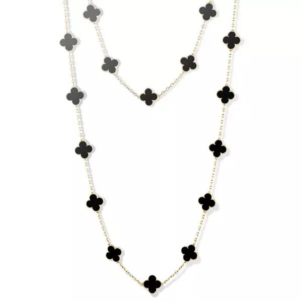 vca四叶草带钻项链系列,vca梵克雅宝四叶草项链