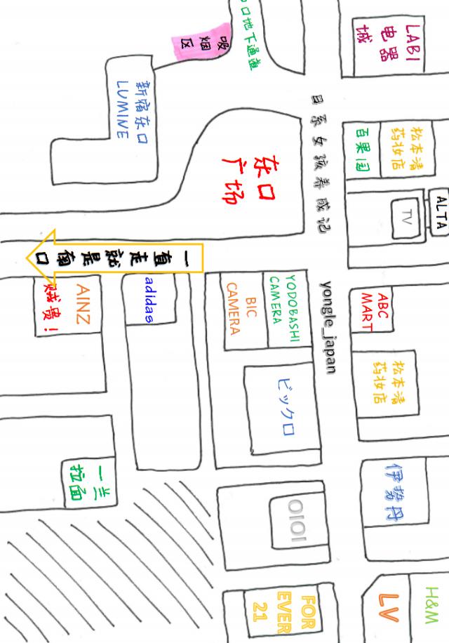 东京新宿地图,东京手绘旅游地图