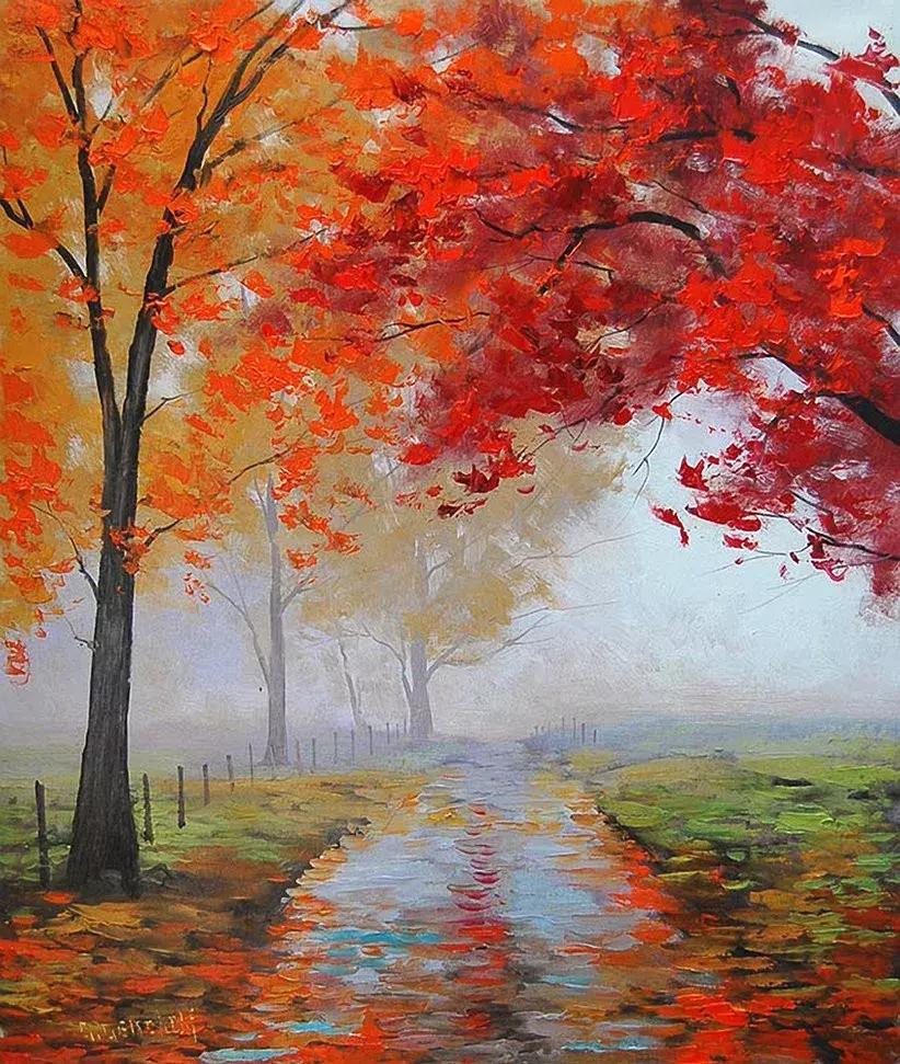 三个画家笔下的雪景,三位油画家的风景画