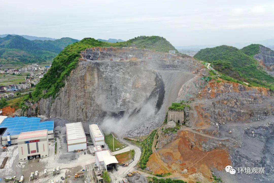 新化西河镇天马采石场,石料厂生产线粉尘大不处理