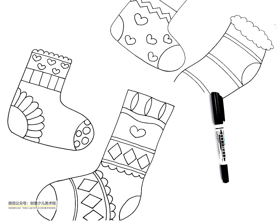袜子线描,线描画袜子简单