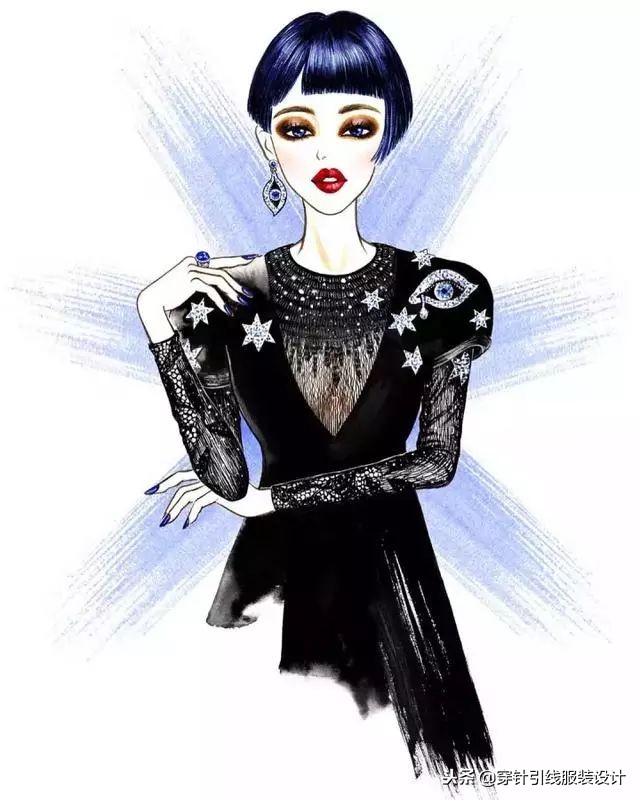 超好看的衣服手绘,服装琴瑟主题手绘效果图