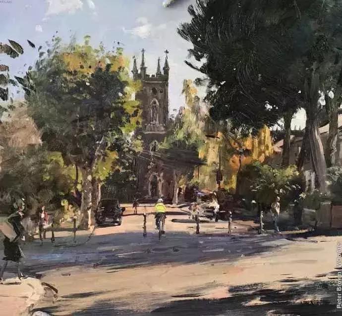 欧洲油画秋日街景,peterbrown油画从哪里买