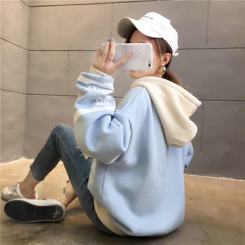 「女装」最新款式宽松加绒连帽卫衣/089654