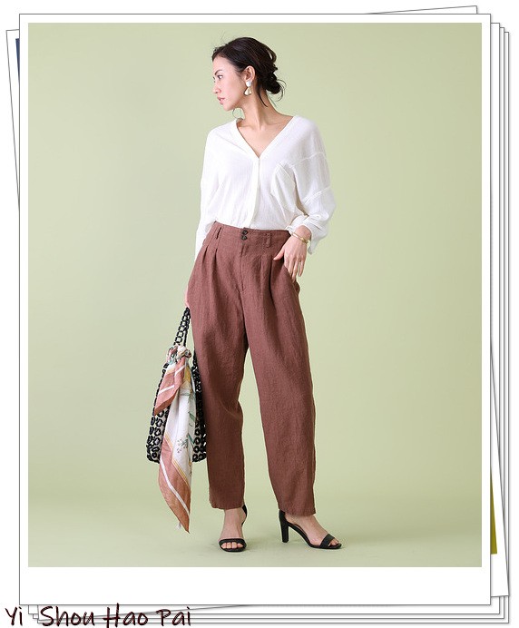 夏季亚麻宽松洋气7分裤,亚麻棉牛仔直筒裤穿搭