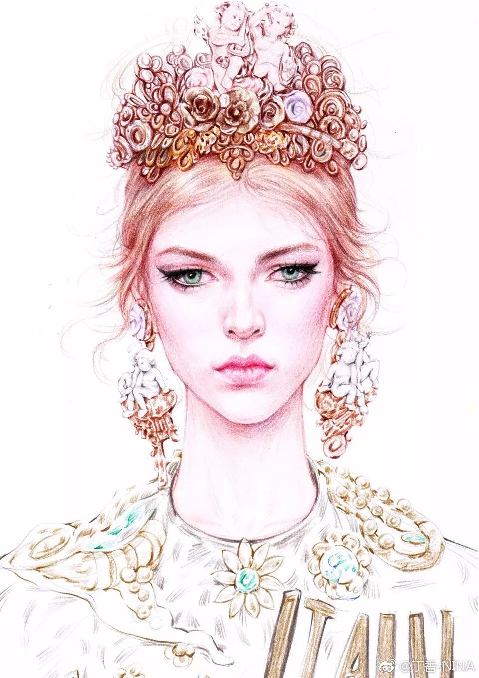 礼服怎么画好看仙气用彩铅,马克笔和彩铅裙子上色教程