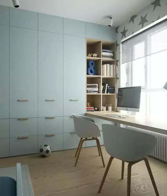 1.6米带转角书桌带书架书柜一体,2021书桌书柜衣柜一体效果图简约