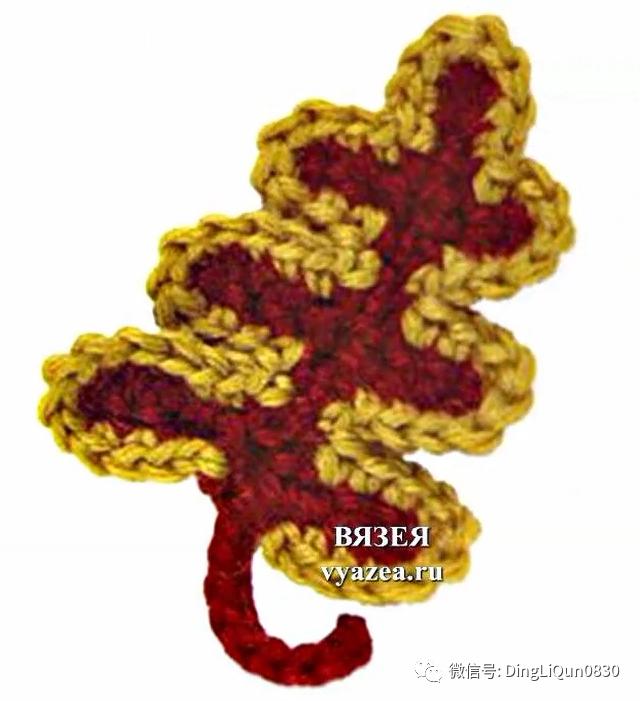 树枝树叶的编织图解,树叶钩针编织教程图解