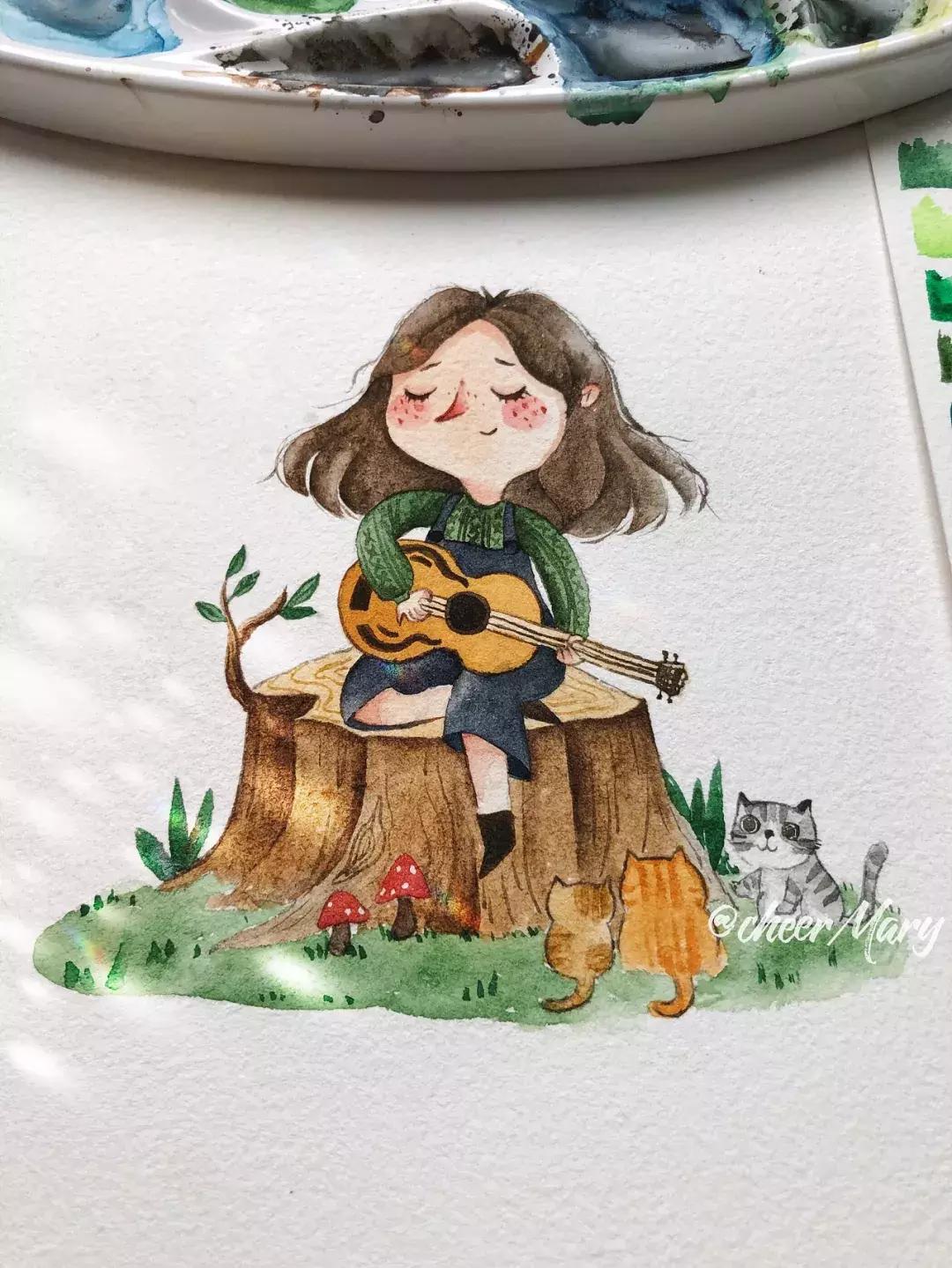 简笔画可爱小人插画,超萌可爱的插画小人