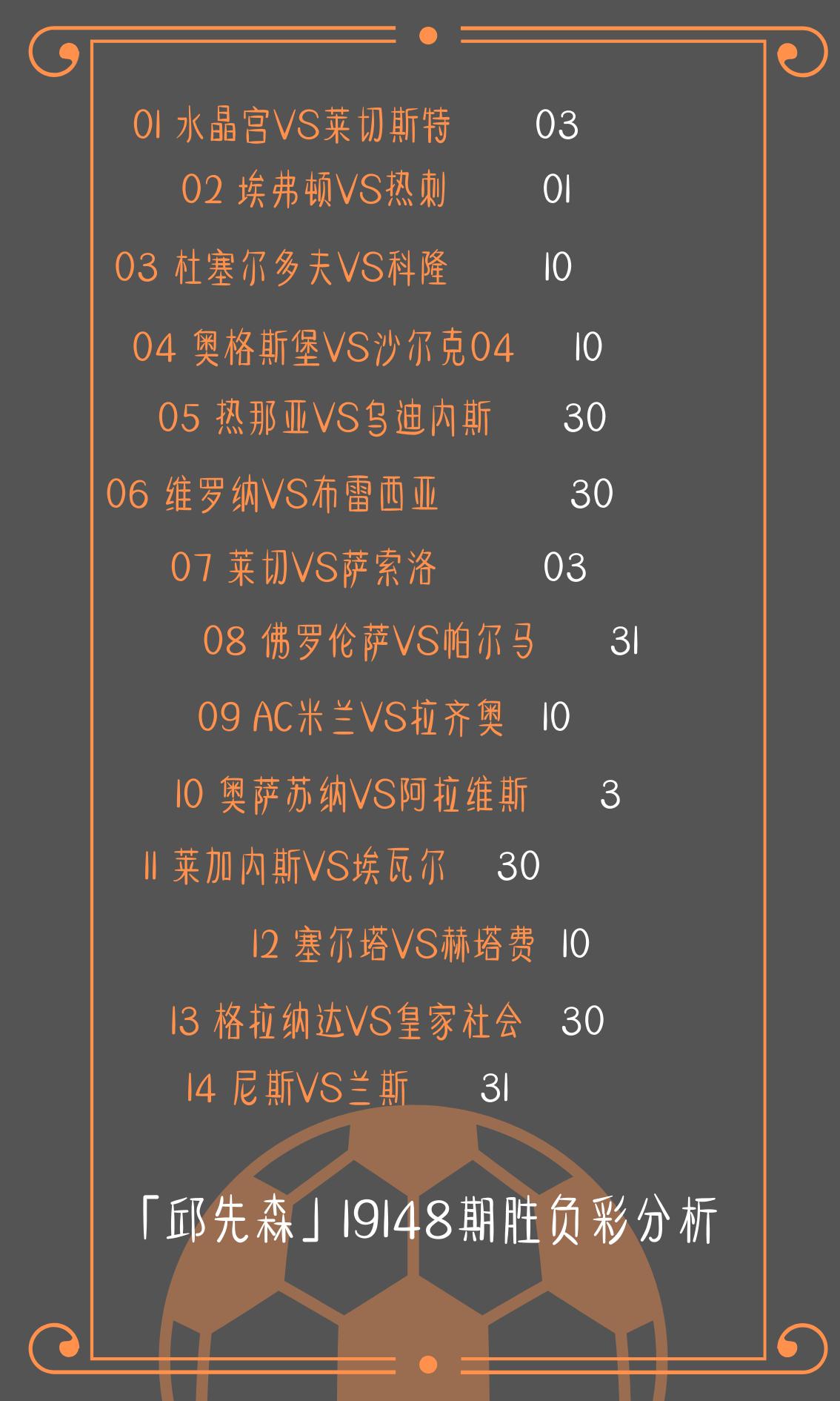 邱先森19178期预测,邱先森19180期胜负彩分析