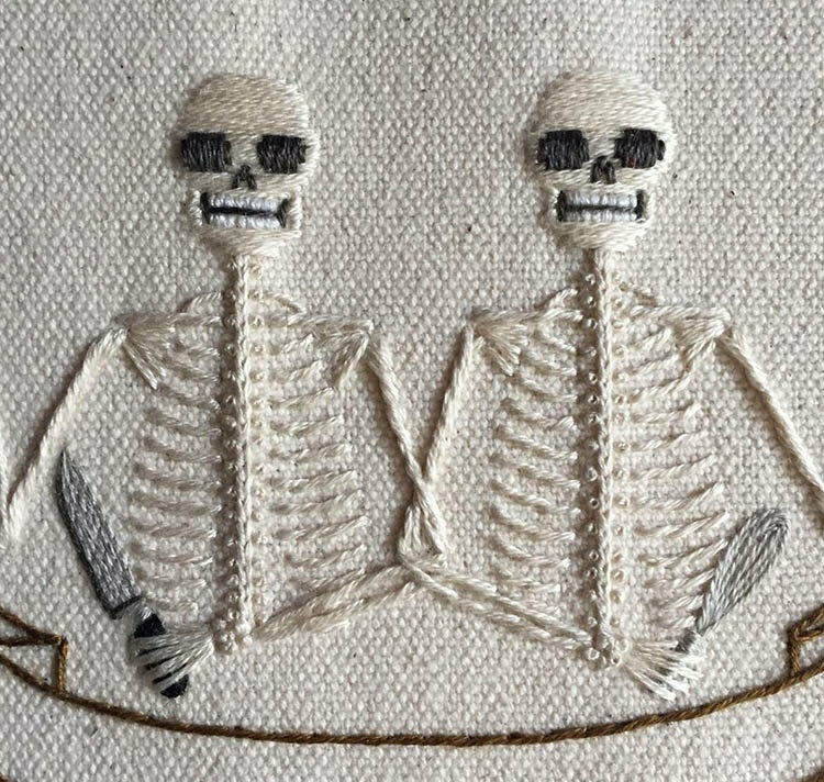 刺绣半袖骷髅,牛仔刺绣骷髅