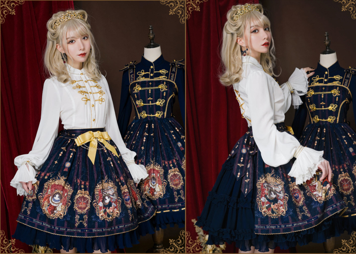 洛丽塔半身裙，多样的搭配可能，穿军lo风和哥特风洛丽塔不是梦