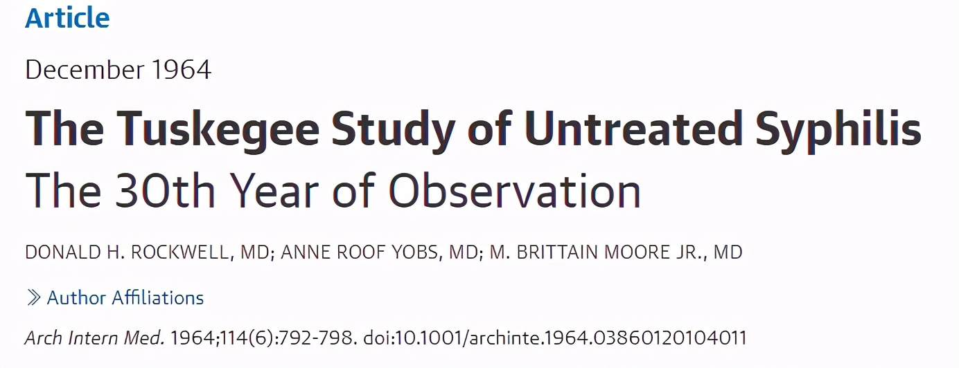 为*论发**文,他们骗600人参与梅毒活体实验,并阻止患者接受治疗