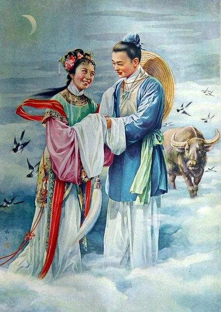 牛郎织女鹊桥相会中国民间故事,讲鹊桥仙纤云弄巧的故事