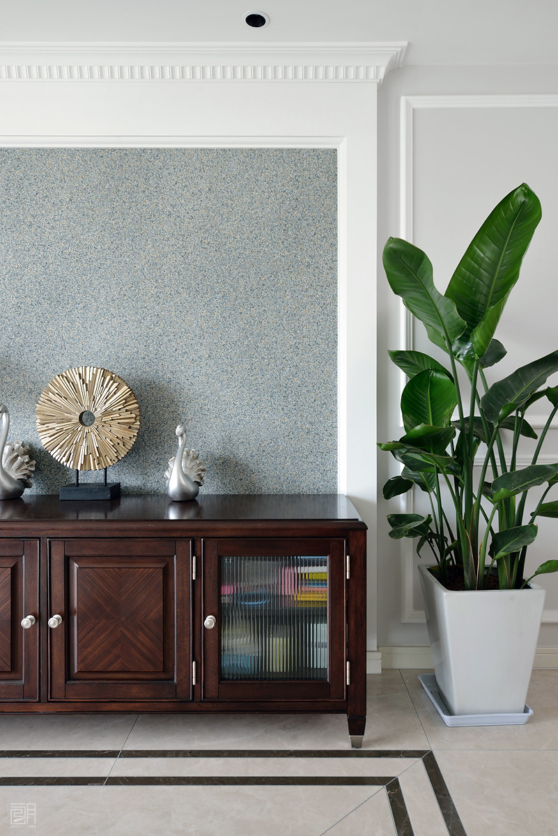 135平方米美式3房2厅精装修效果图,110平的美式风格三居清新优雅