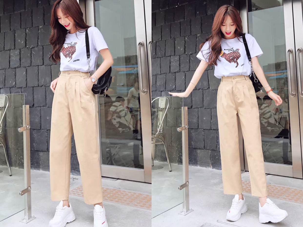 八分哈伦裤女显腿直,弯腿穿九分哈伦裤好看吗