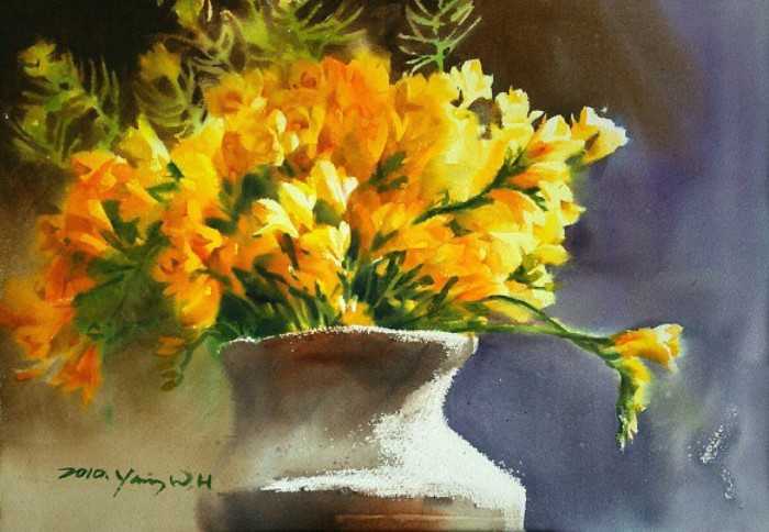 写实水彩花卉单体,细腻写实的花卉植物水彩手绘