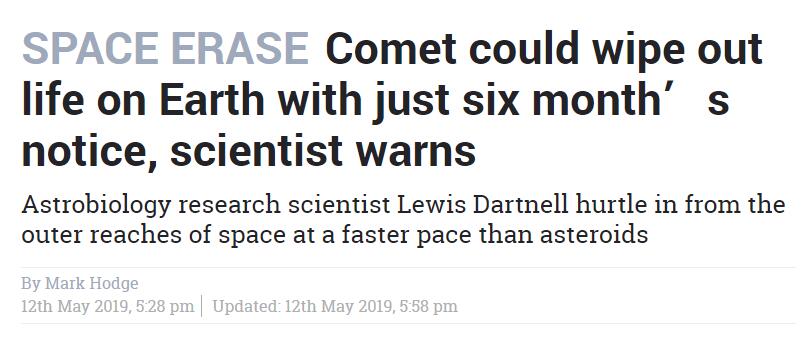 小行星模拟防御失败，科学家：如彗星入地球，六个月内或消灭生命