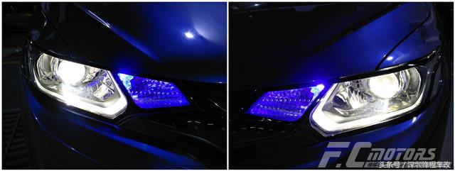 gk5飞度改装土豪大灯,飞度gk5改4透镜激光大灯