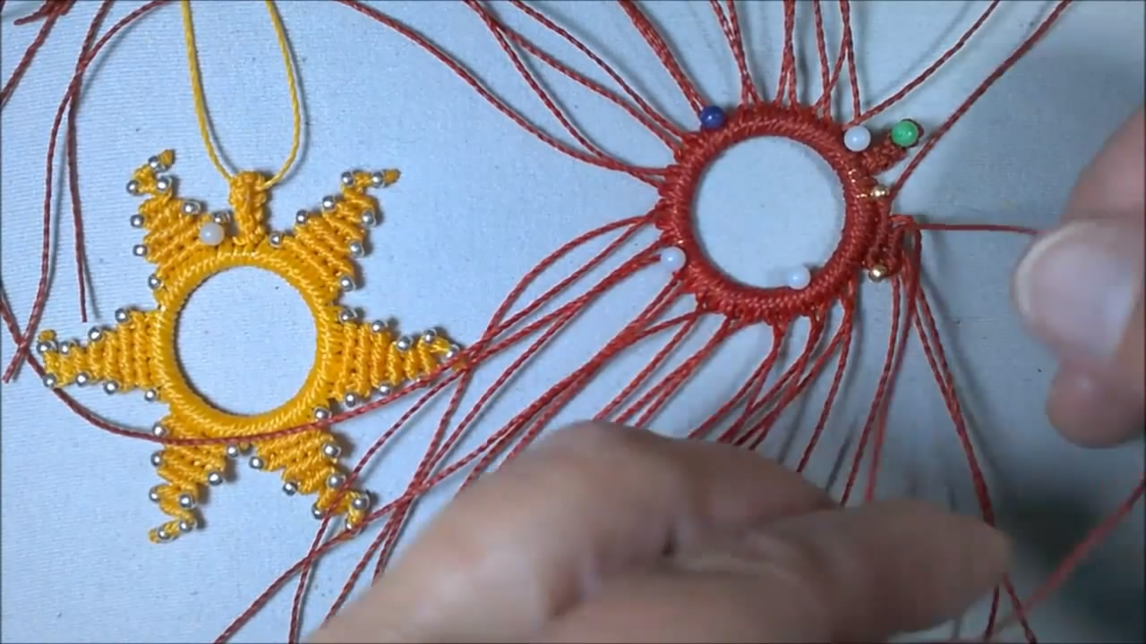 扁吊坠项链编织简单教程,手工编织太阳吊坠图解