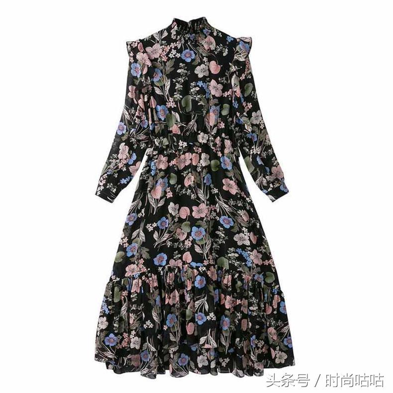 儿童人造棉连衣裙荷叶边,韩国荷叶边连衣裙慵懒风