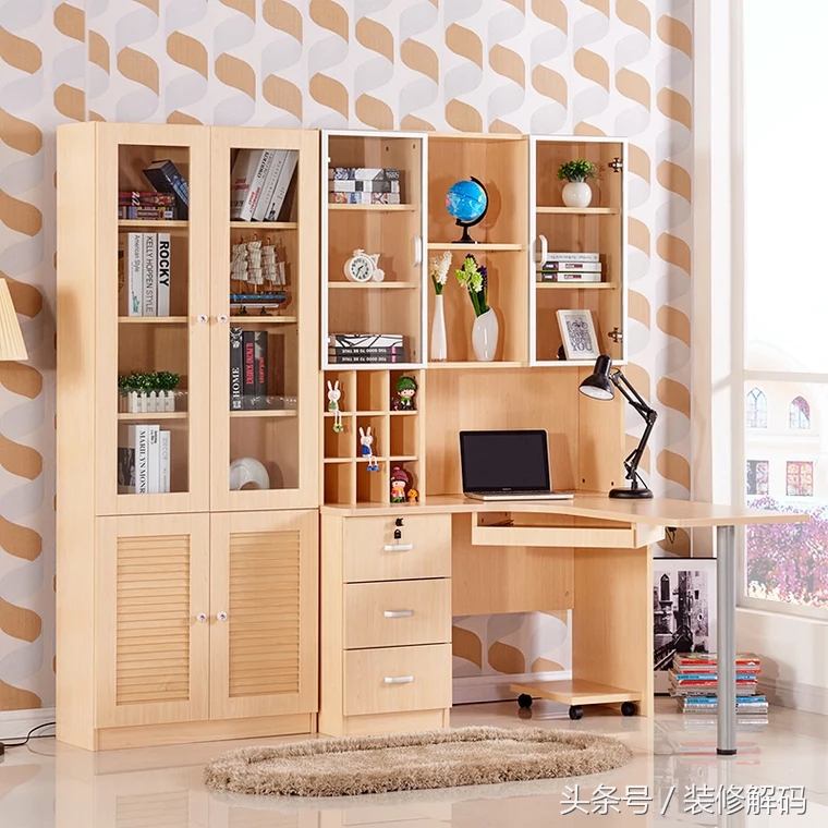 书柜电脑桌一体颜色搭配最新款,衣柜书柜电脑桌组合拐角