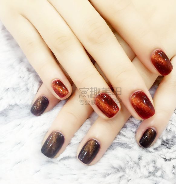 脏橘色美甲,one推荐美甲
