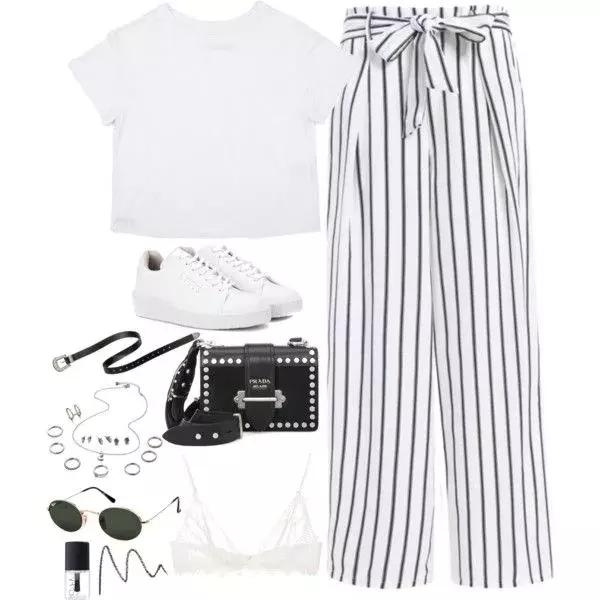 宽松t恤配阔腿裤慵懒,想要腿变长