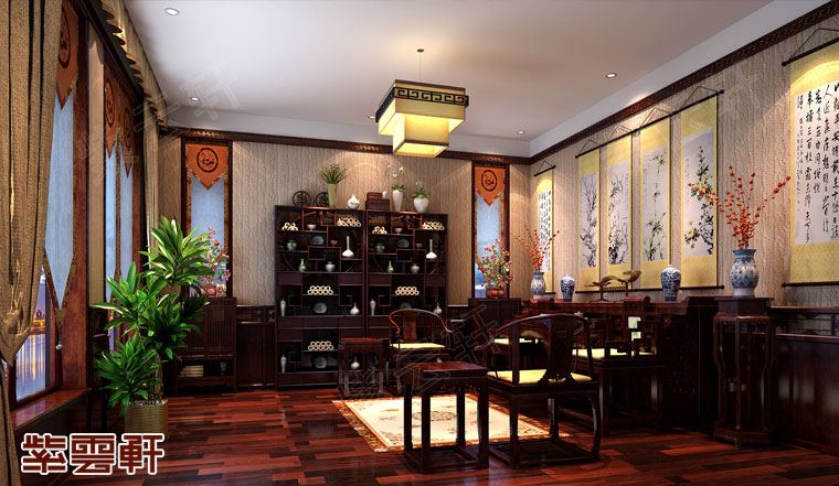 崂山区纯中式装修别墅,青岛崂山大平层装修200-300平