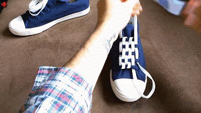 adidas贝壳头鞋带不打结系法,运动鞋鞋带系法教程男板鞋免打结