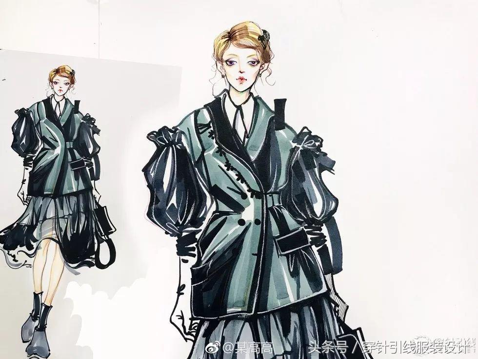 时装手绘图变颜色,时装手绘效果图礼服