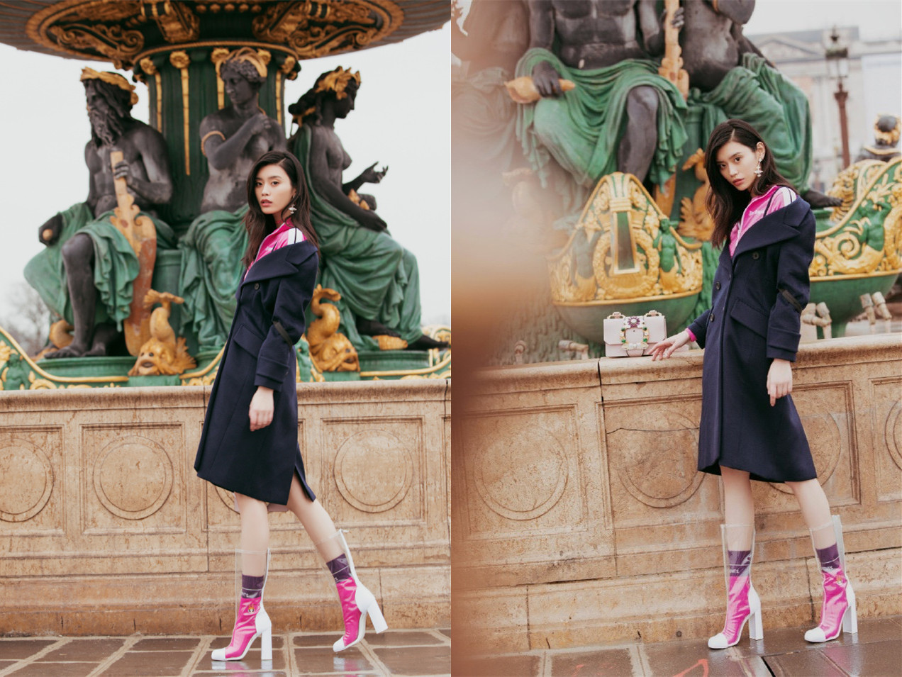 杨幂穿迪丽热巴的白鞋,杨幂热巴同款长靴子