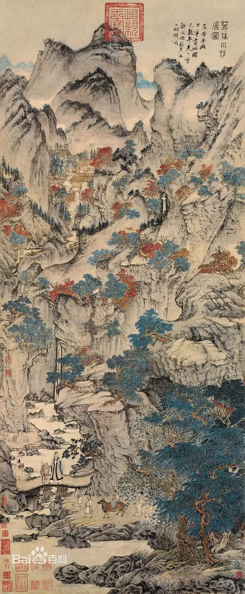 学画国画山水人物,国画山水中各种大树的画法