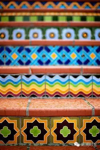 庭院小路台阶铺装效果图,马赛克庭院铺装