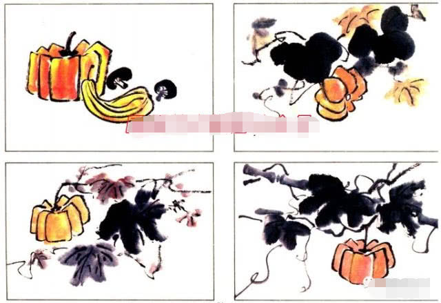 简单国画教程零基础入门植物,国画蔬果茄子与苦瓜的画法