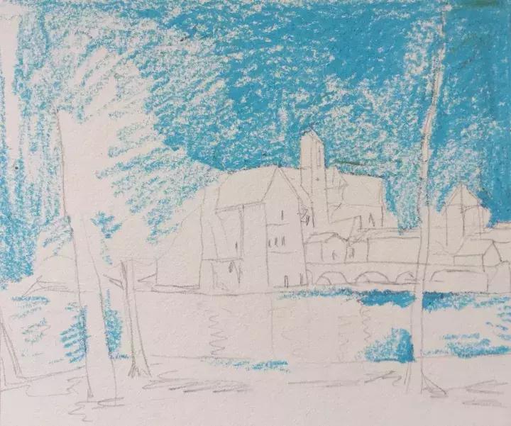 三分钟，教你用油画棒画一幅绝美风景画！