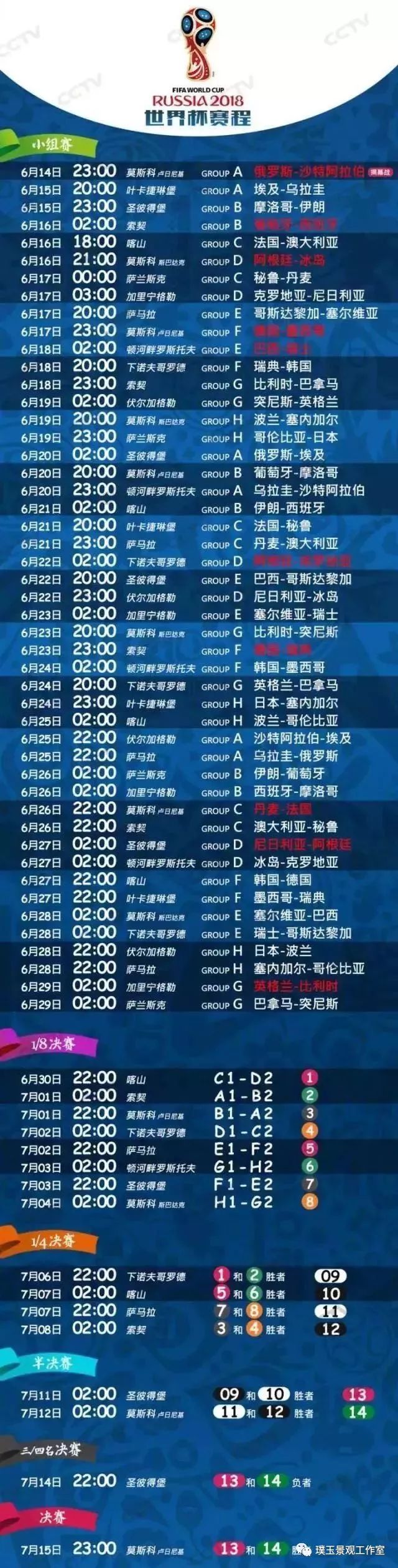 2018世界杯各场比赛,2018世界杯足球赛的赛程
