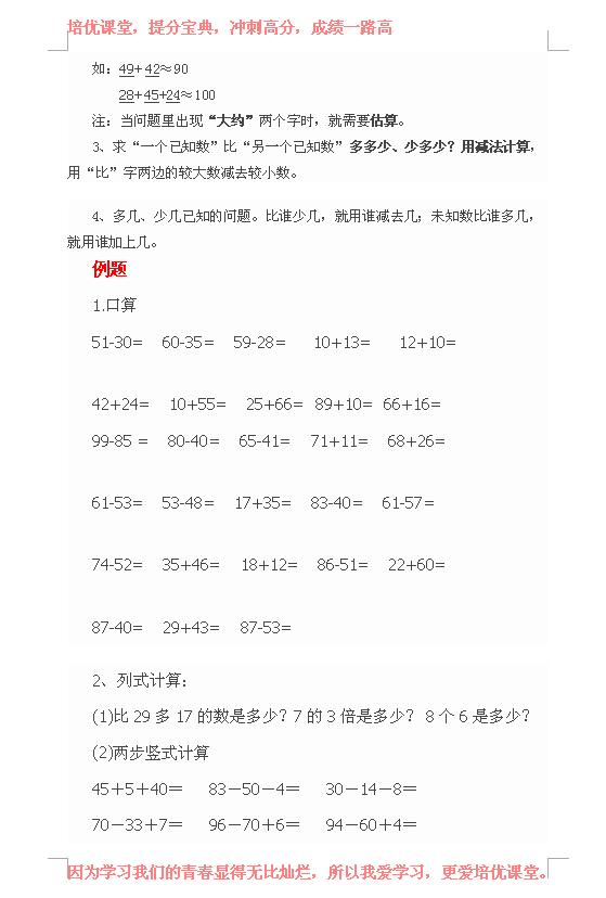 小学二年级数学知识点大全集,二年级上册数学期末试卷2020-2021