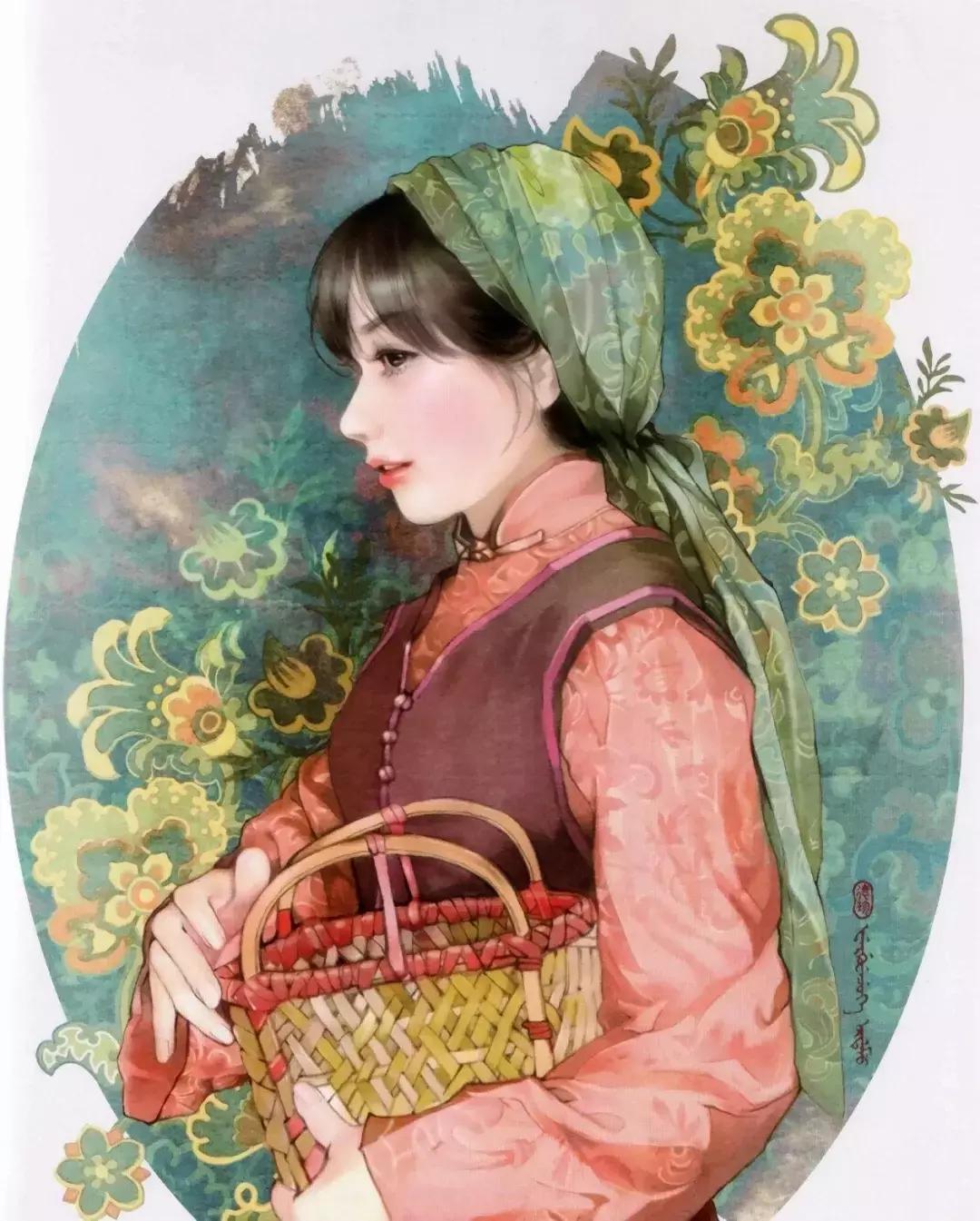 插画美女唯美简约,台湾当代著名的插画家