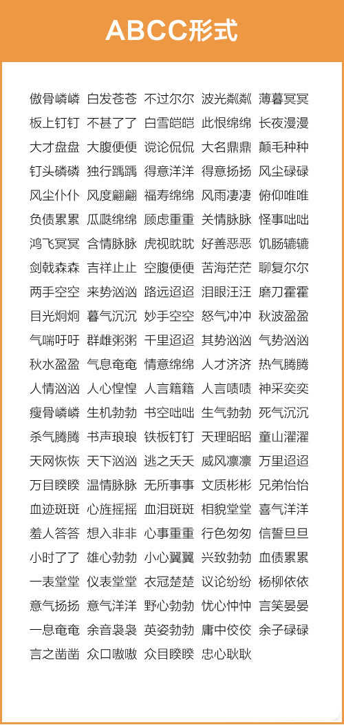 成语AABB大全,成语汇总aabcabcc