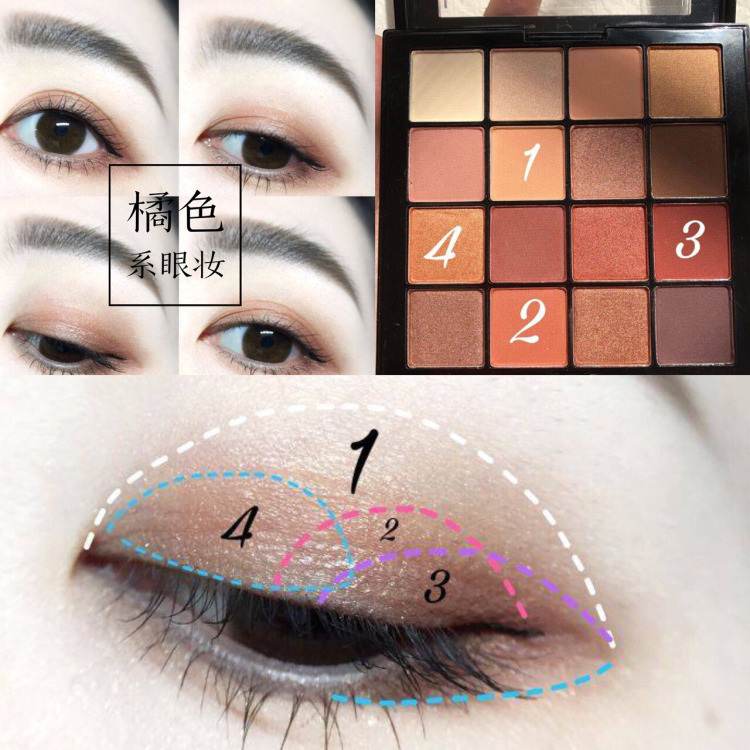 nyx16大地色眼影盘新手教程,nyx16色眼影盘不同妆容画法