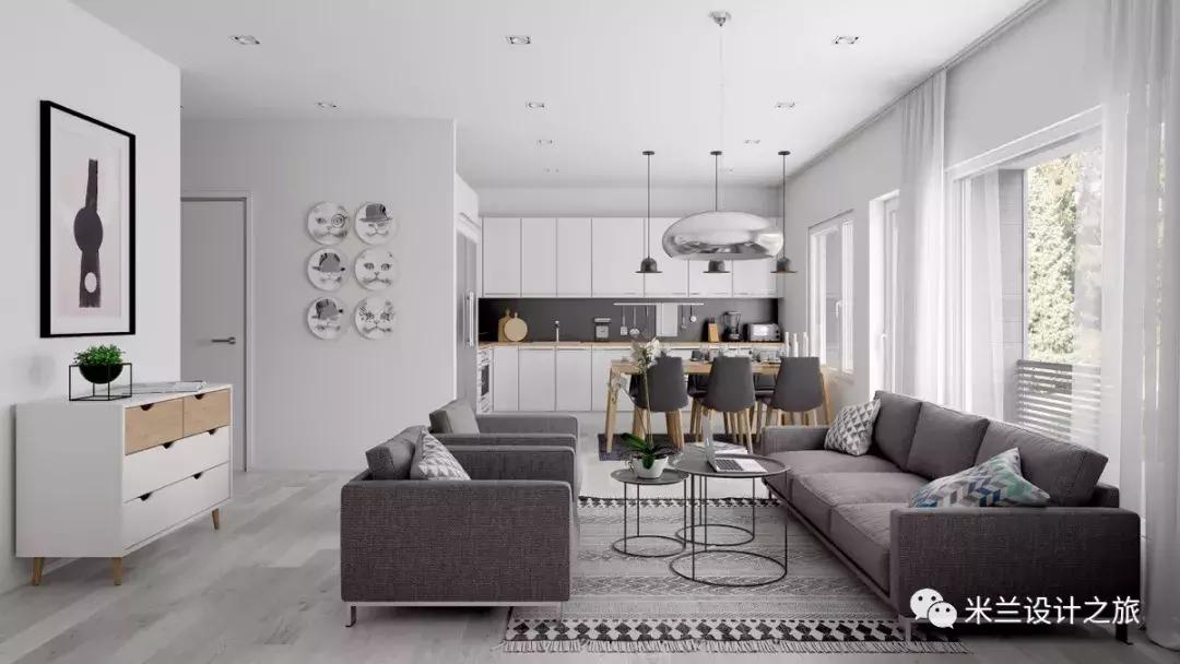 22平客厅美式风格,客厅开放式厨房效果图