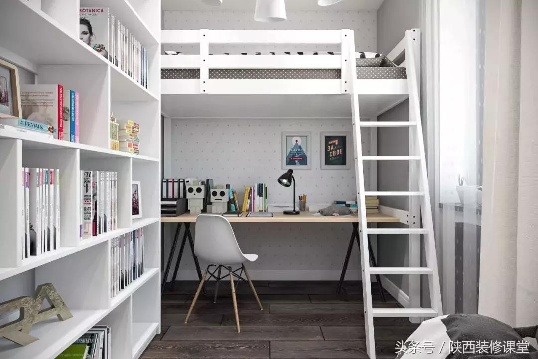儿童房上床下桌一体效果图,30平小户型上床下桌