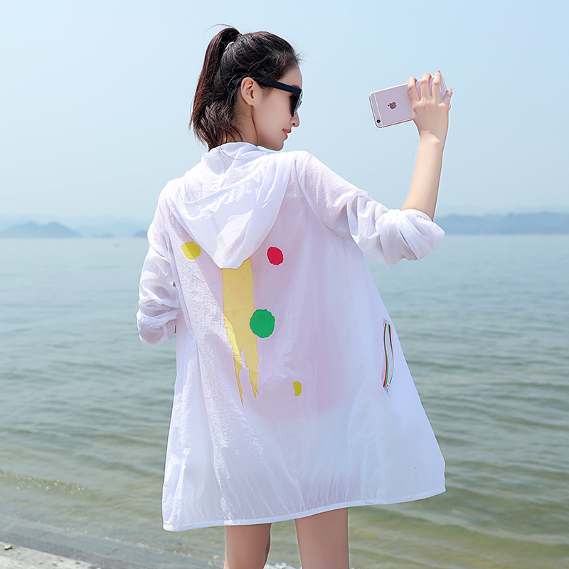 夏天雪纺披肩防晒衣,夏季新款宽松防晒衣女中长款
