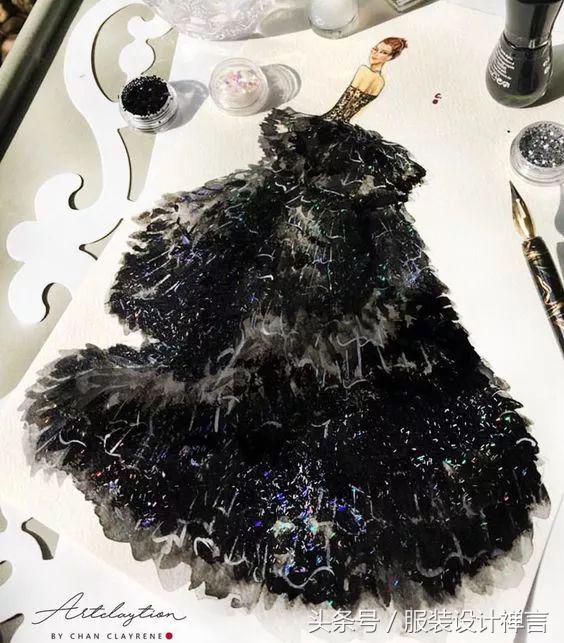 时装手绘|用指甲油画出高定时装的新加坡女插画师ChanClayrene