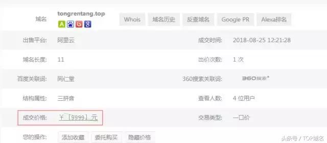 获利近2500倍！“同仁堂”域名注册仅20天就被秒
